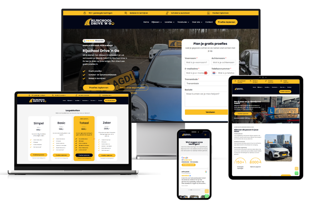 website rijschool drive n go website laten maken rijschool